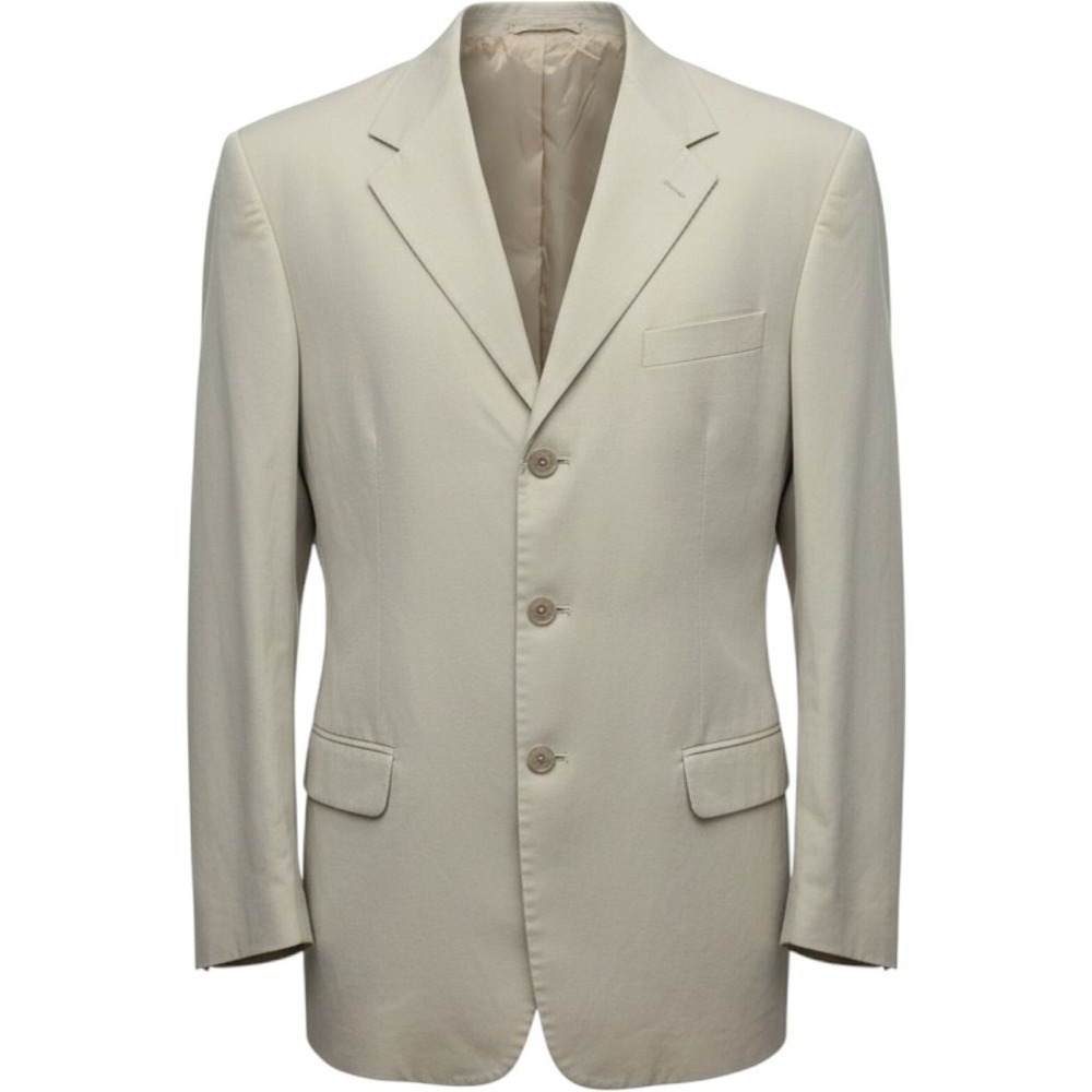 Banana Republic 46L Blazer Cream Sport Coat Suit Jacket Italy Y2K Cotton Office